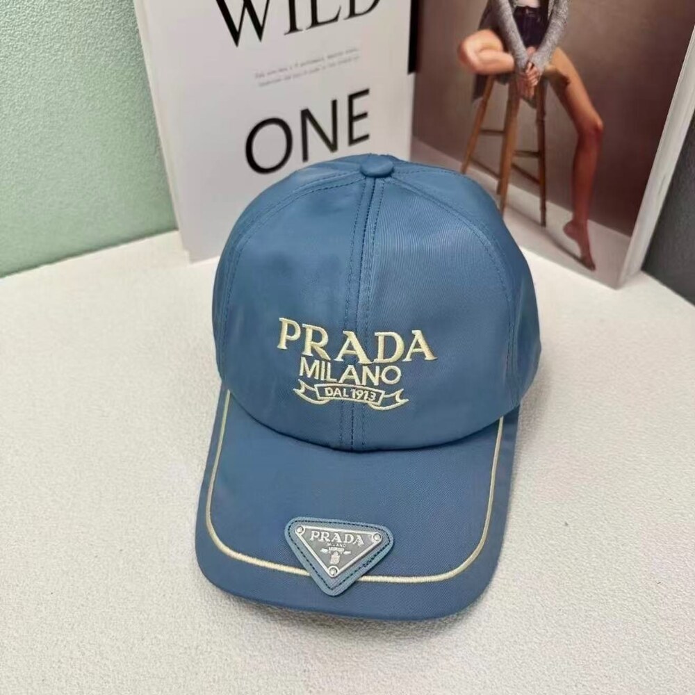 Prada Logo Nylon Baseball Cap Blue